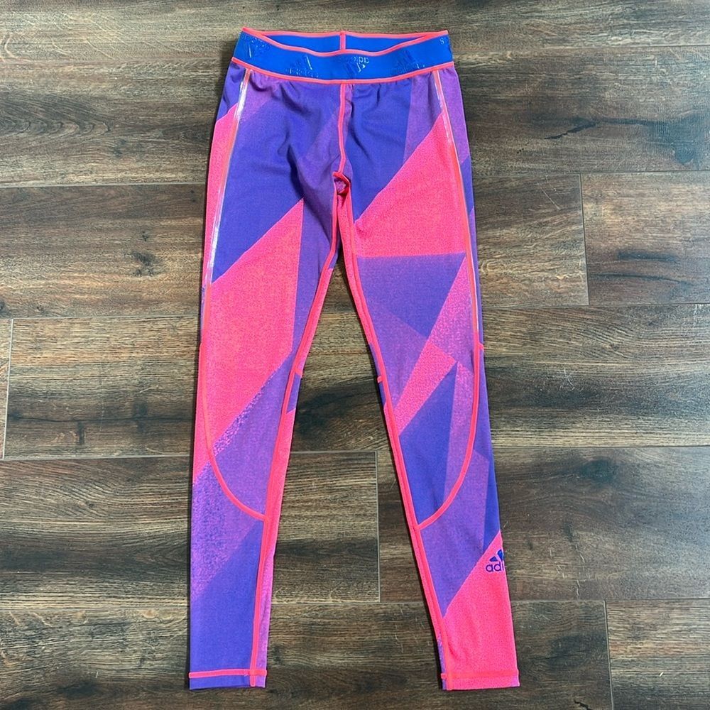 Adidas Alphaskin Graphic Mid Rise Training Tights SignalPink/Team Roy Size Small
